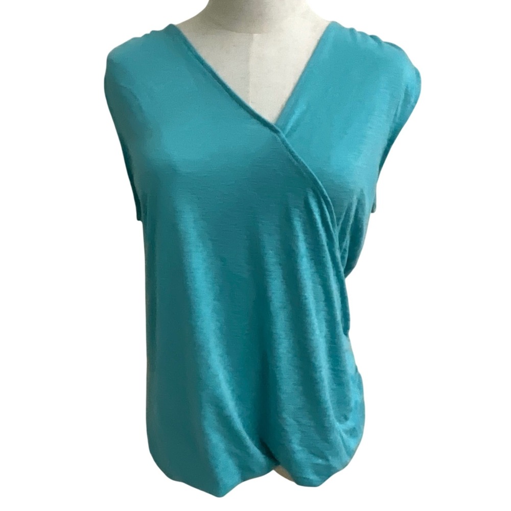 Athleta‎ Sleeveless Top Women's Medium Teal Blue Surplice Twist Front
